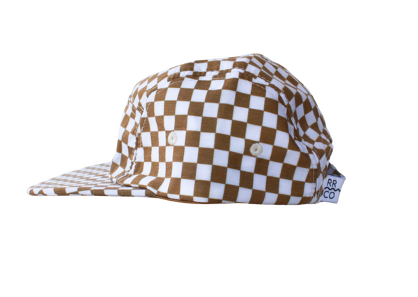 Cotton Five-Panel Hat in Copper Check